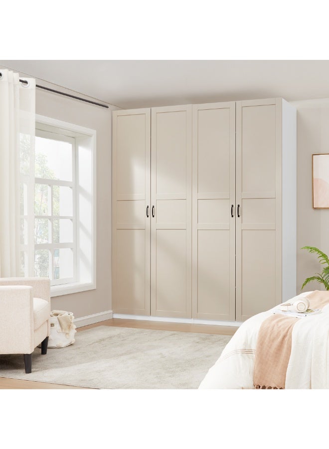 ebb & flow White and Beige Bedroom Wardrobe – Modern, Spacious, and Versatile Particle Board Storage Solution 100 × 60 × 236.4 cm - Image 5