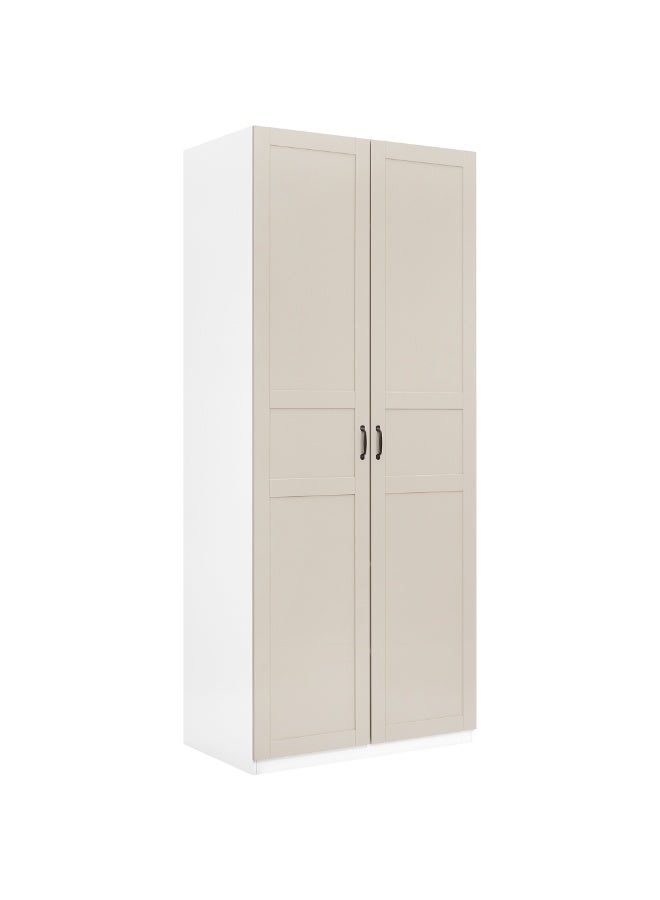 ebb & flow White and Beige Bedroom Wardrobe – Modern, Spacious, and Versatile Particle Board Storage Solution 100 × 60 × 236.4 cm - Image 2