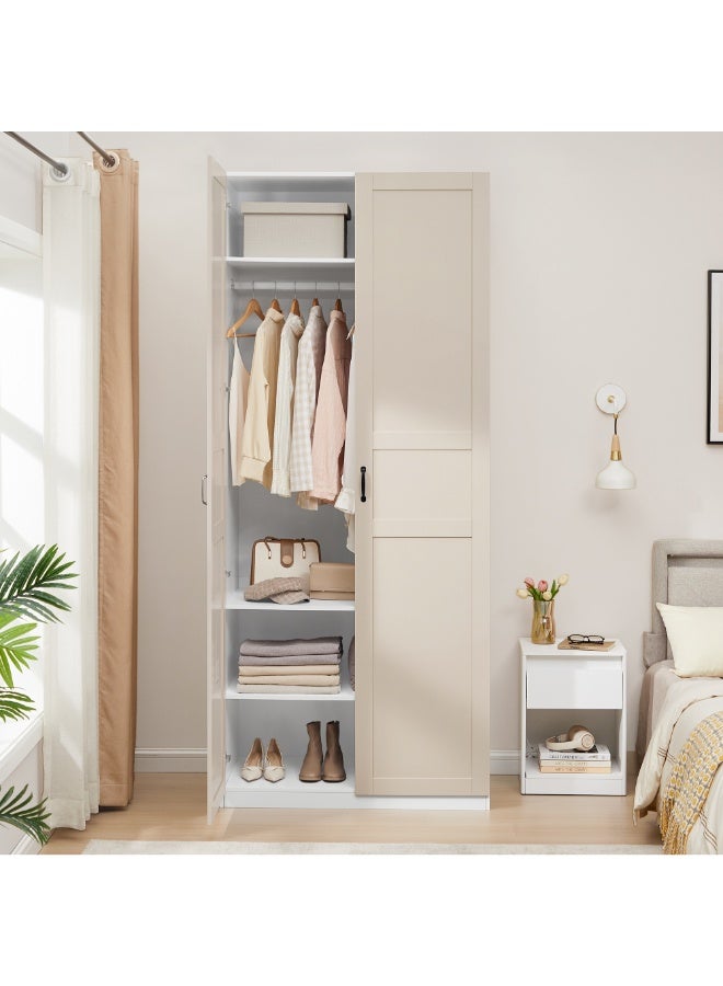 ebb & flow White and Beige Bedroom Wardrobe – Modern, Spacious, and Versatile Particle Board Storage Solution 100 × 60 × 236.4 cm - Image 1