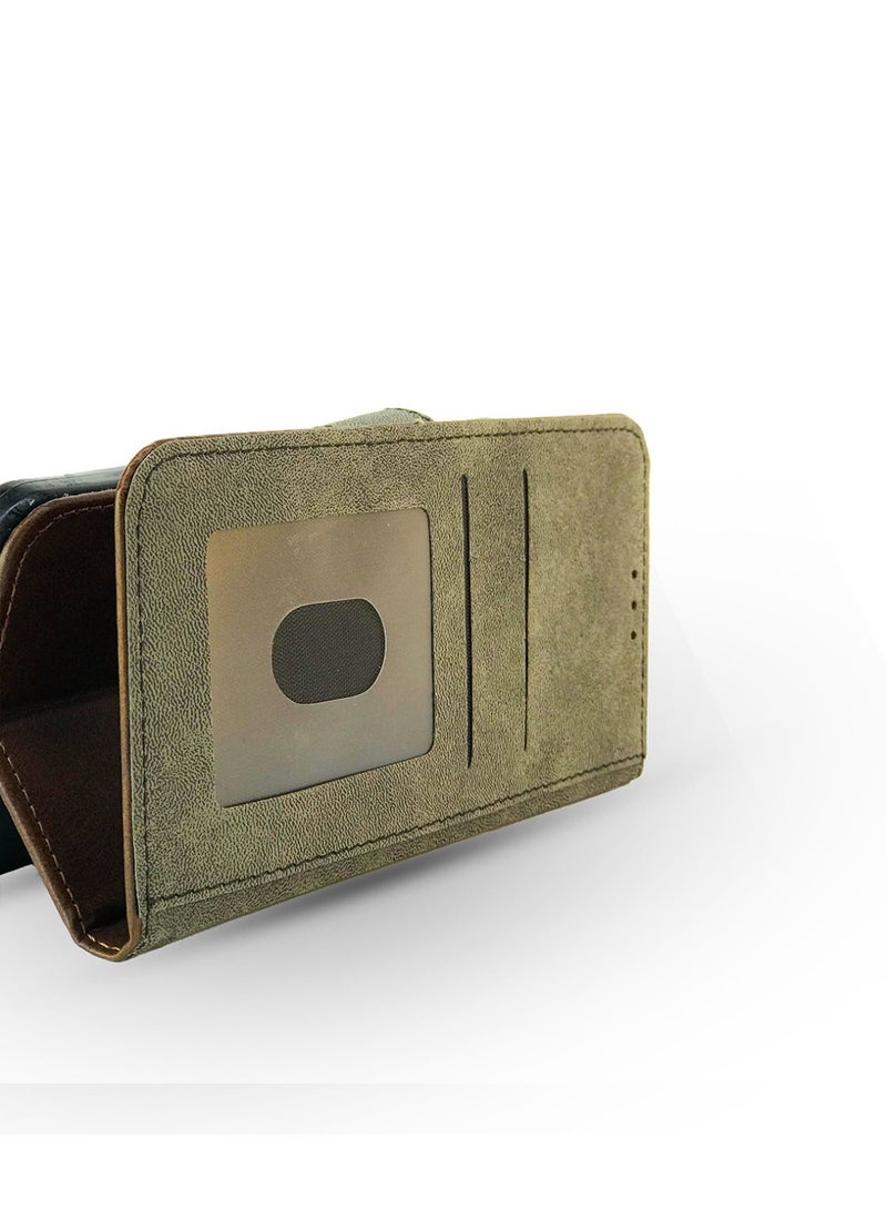 جراب جلدي قلاب بتصميم خطين مع فتحة للبطاقات، ومسند، وحزام بإغلاق مغناطيسي، وغطاء داخلي من السيليكون TPU، متوافق مع هاتف Honor 200 Pro (6.78 بوصة) (بني) - Image 5