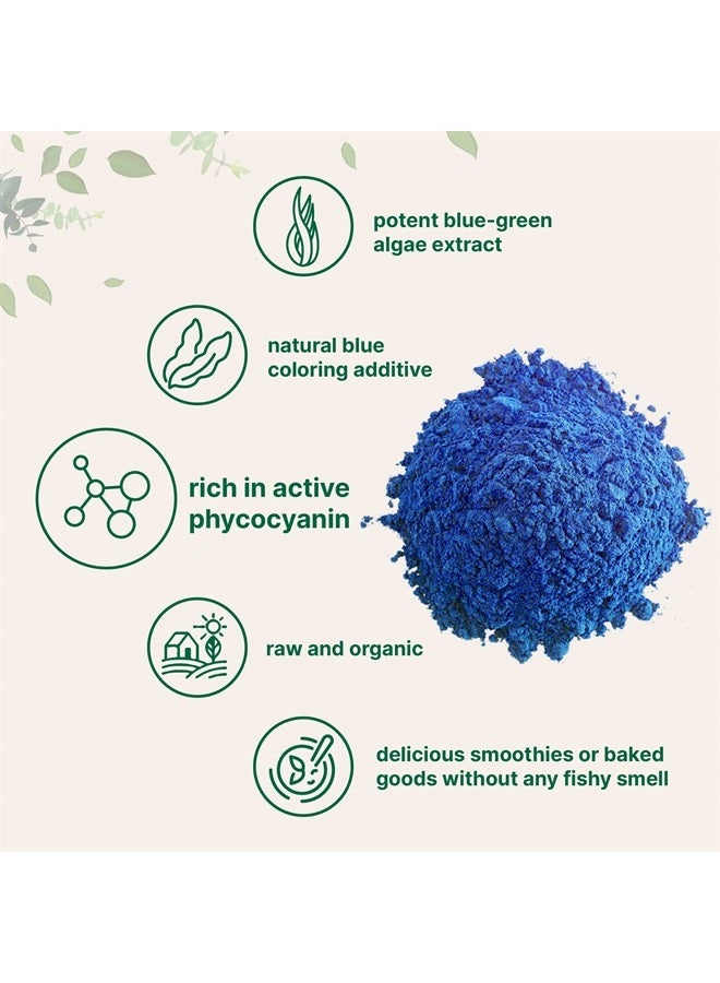Micro Ingredients مسحوق سبيرولينا الأزرق العضوي (مستخلص فيكوسيانين)، 50 حصة - بدون رائحة مريبة، بروتين نباتي 100% من الطحالب الخضراء المزرقة، ملون طعام أزرق مضيء طبيعي للعصائر والخبز والمشروبات والطبخ - Image 3