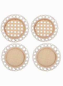 Y&D Rattan Coaster Placemat Cup Holder Vintage Drink Coasters Floret Shape Tea Pot Placemats Korean Style Home Dining Table Decor Absorbent for Kitchen Coffee Accessories  - Image 1