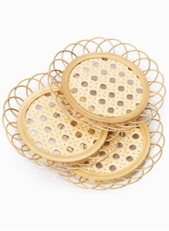 Y&D Rattan Coaster Placemat Cup Holder Vintage Drink Coasters Floret Shape Tea Pot Placemats Korean Style Home Dining Table Decor Absorbent for Kitchen Coffee Accessories  - Image 5