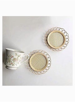Y&D Rattan Coaster Placemat Cup Holder Vintage Drink Coasters Floret Shape Tea Pot Placemats Korean Style Home Dining Table Decor Absorbent for Kitchen Coffee Accessories  - Image 4