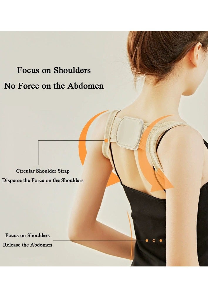 DURKU Back Brace and Posture Corrector, Adjustable Back Posture Corrector Clavicle Spine to Relieve Shoulder, Neck and Back Pain (Size: M, Color: Beige)  - Image 2