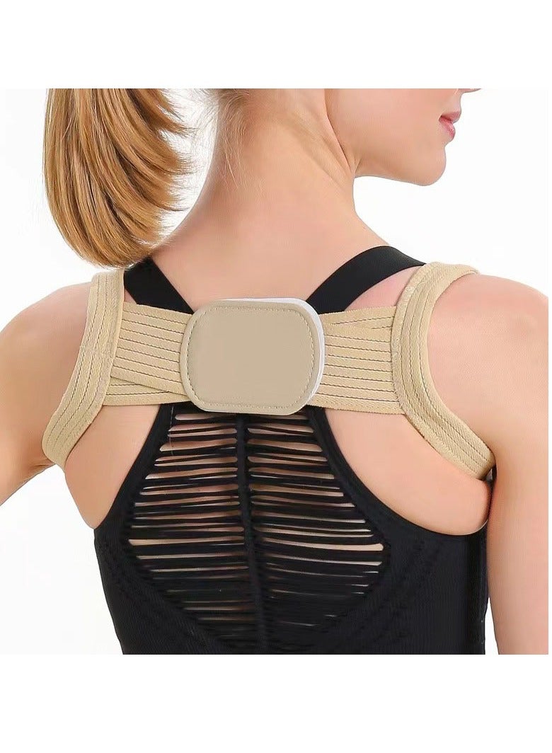 DURKU Back Brace and Posture Corrector, Adjustable Back Posture Corrector Clavicle Spine to Relieve Shoulder, Neck and Back Pain (Size: M, Color: Beige)  - Image 4