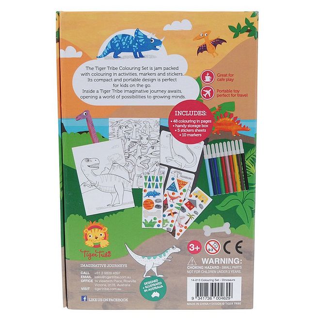 Tiger Tribe Colouring Set - Dinosaurs , Ages 3 , 36-Pg Sketch Pad & Colours , Creative Drawing Kit - Image 3