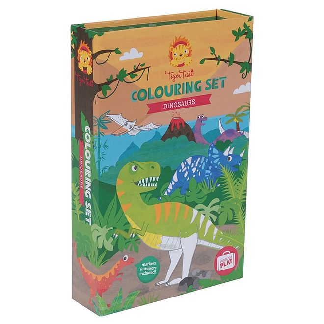 Tiger Tribe Colouring Set - Dinosaurs , Ages 3 , 36-Pg Sketch Pad & Colours , Creative Drawing Kit - Image 4