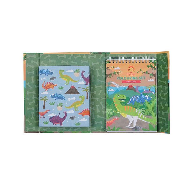 Tiger Tribe Colouring Set - Dinosaurs , Ages 3 , 36-Pg Sketch Pad & Colours , Creative Drawing Kit - Image 2