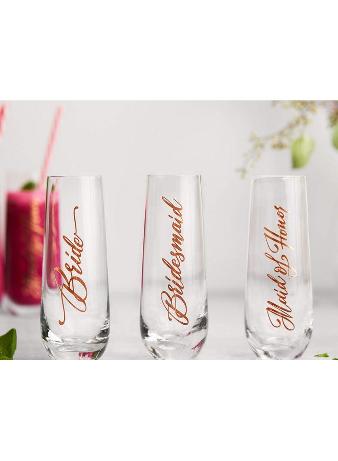 Kook Bridesmaid Wine Glasses, Kook Bachelorette Party Champagne Glasses, 9.4 Oz (Bridal Set of 8), Stemless Glass Champagne Flutes, Cocktail Cups for Rose, Great for Weddings and Parties, Dishwasher Safe - Image 2