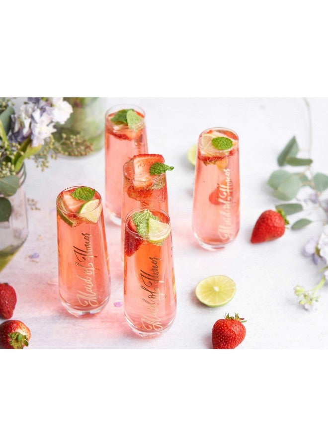 Kook Bridesmaid Wine Glasses, Kook Bachelorette Party Champagne Glasses, 9.4 Oz (Bridal Set of 8), Stemless Glass Champagne Flutes, Cocktail Cups for Rose, Great for Weddings and Parties, Dishwasher Safe - Image 4