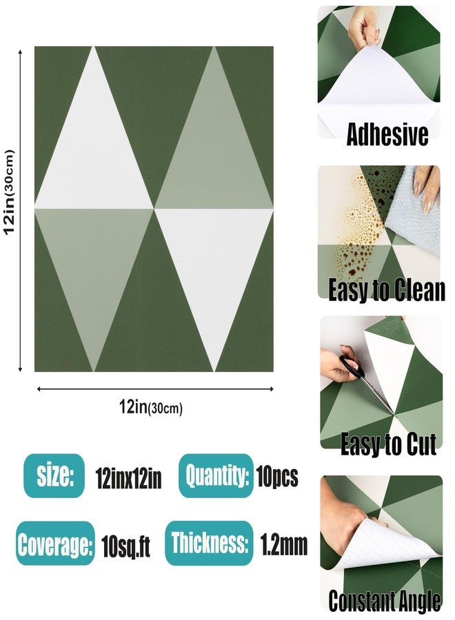 Alow Peel and Stick Floor Tile,Green Self-Adhsive Peel and Stick Flooring,Waterproof Vinyl Flooring Suit for Kitchen、Toilet、Bathroom (12×12in 10pcs) - Image 2