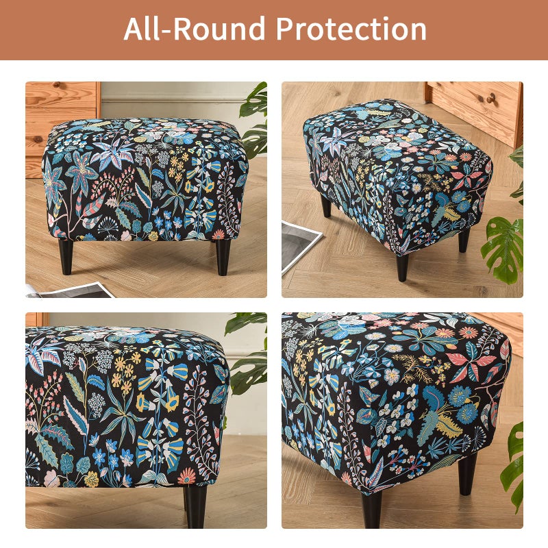 Eco-Ancheng Stretch Ottoman Cover Rectangular Storage Ottoman Slipcover Footrest Stool Covers Ottoman Slipcovers for Foot Stool with Nonslip Elastic Bottom (14,Large) - Image 3