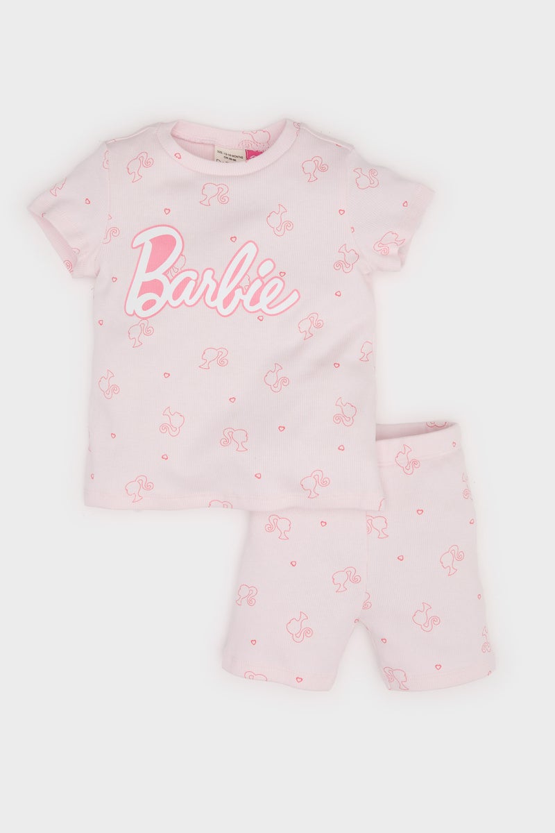 DeFacto Baby Girl Barbie Corduroy Camisole Top Shorts 2 Piece Pajama Set  - Image 1