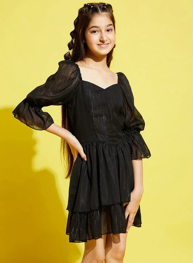 Styli Sweetheart Neck Layered Mini Dress