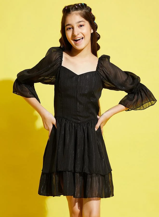 Styli Sweetheart Neck Layered Mini Dress