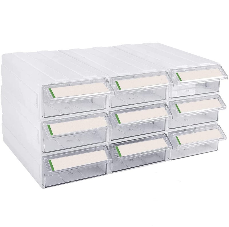 Laugh Cat 9pcs Stackable Craft Organizer Drawers Beads Sewing Thread Buttons & Art Supplies storing Portable Hardware Storage Box for Crafters Artists & DIY Enthusiasts - Image 1