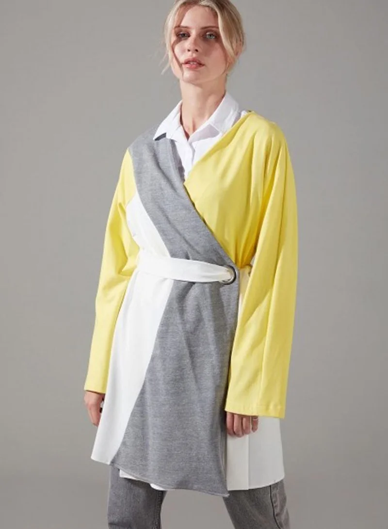 MIZALLE Colorblock Belt Detail Kimono