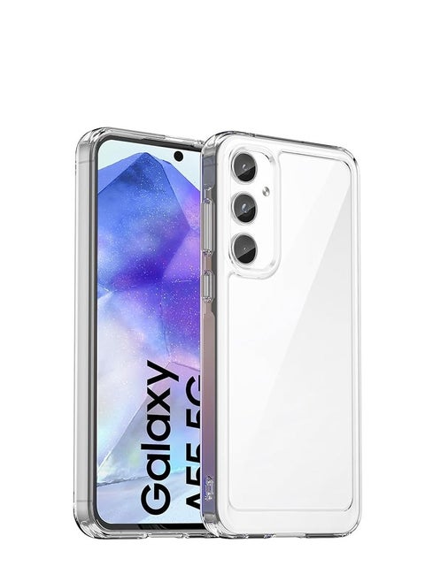 Crystal Clear Case Compatible with Samsung Galaxy A55 5G, Anti-Yellowing and Anti-Scratch Case, Anti-Shock Hybrid PC and TPU Silicone for Samsung Galaxy A55 5G - Transparent
