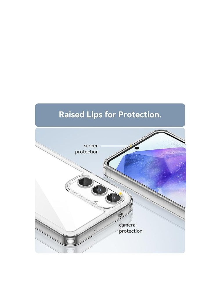 Crystal Clear Case Compatible with Samsung Galaxy A55 5G, Anti-Yellowing and Anti-Scratch Case, Anti-Shock Hybrid PC and TPU Silicone for Samsung Galaxy A55 5G - Transparent