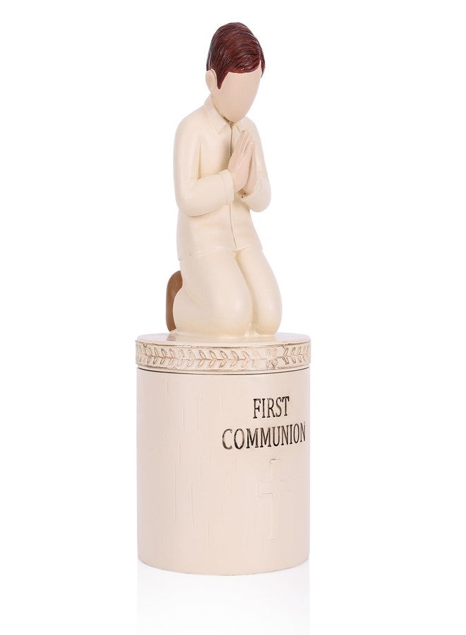oliruim First Communion Gift for Boys, 6.9 Inch Kneeling Prayer Boy Figurine with Keepsake Box, Rosary Storage, First Holy Communion Decorations for Son Grandson Godson - Image 1