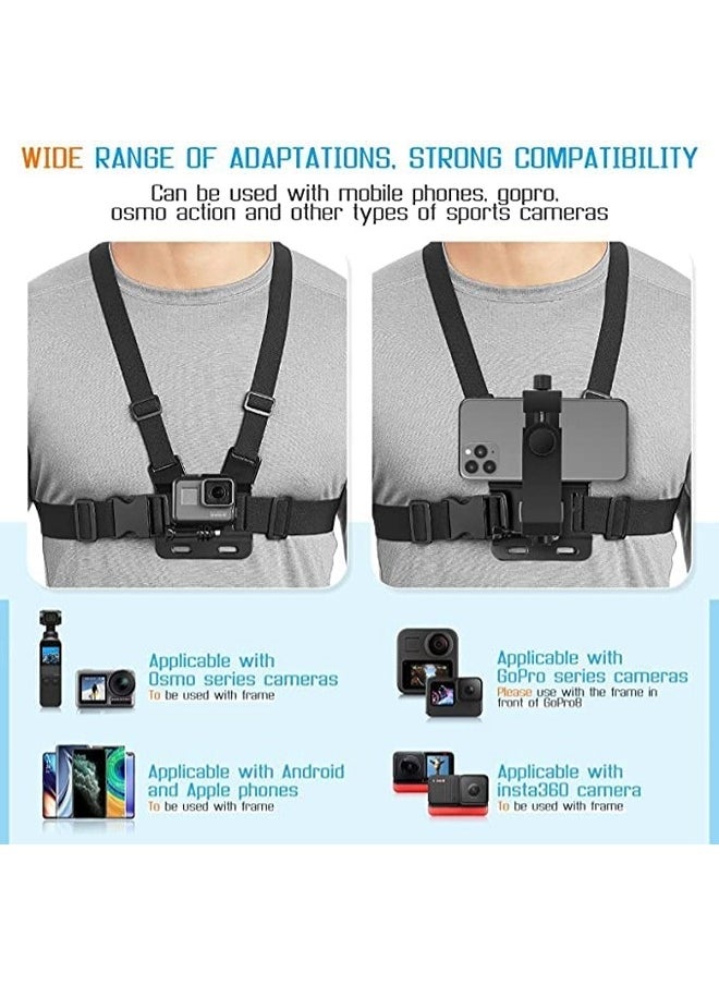 ShebSheb - Mobile Phone Chest Mount Harness Strap Holder,Cell Phone Clip Action Camera for POV/VLOG - Image 1