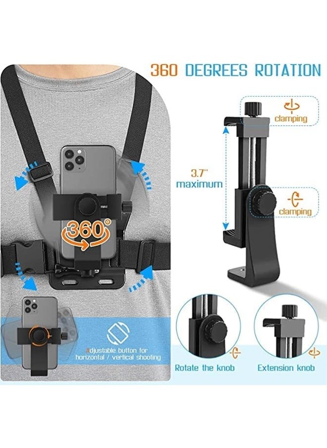 ShebSheb - Mobile Phone Chest Mount Harness Strap Holder,Cell Phone Clip Action Camera for POV/VLOG - Image 1