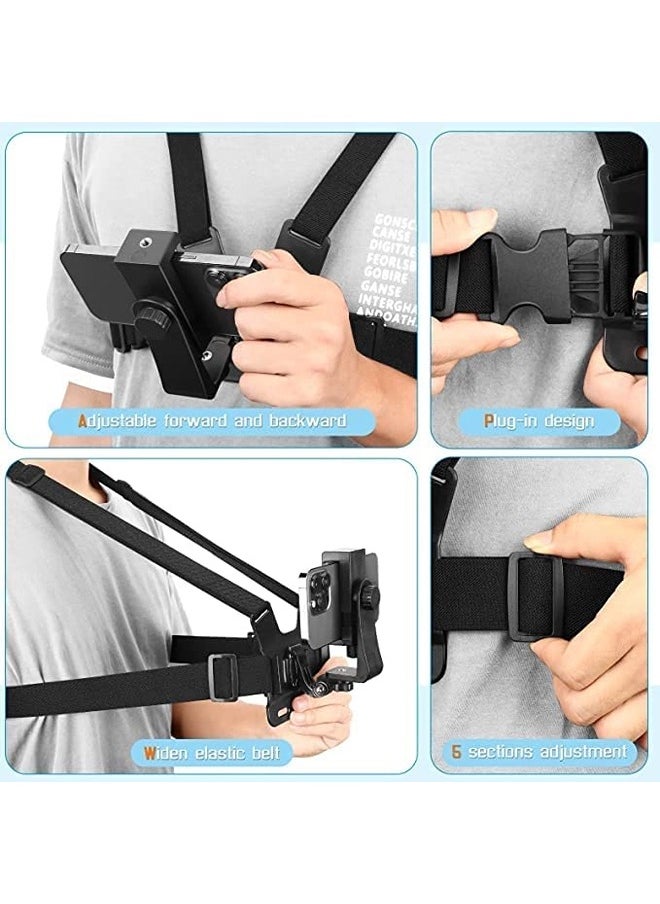 ShebSheb - Mobile Phone Chest Mount Harness Strap Holder,Cell Phone Clip Action Camera for POV/VLOG - Image 1