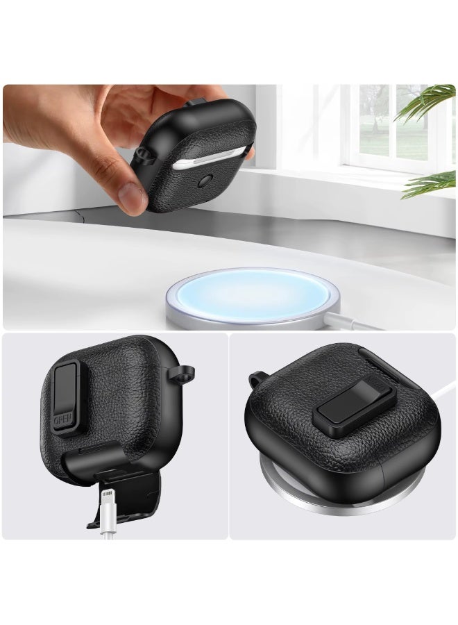 Case Compatible with  Airpods 3 Leather Touch Design Protective Case with Hand Strap, Drop-Resistant, Shockproof (blue/black) - Image 4