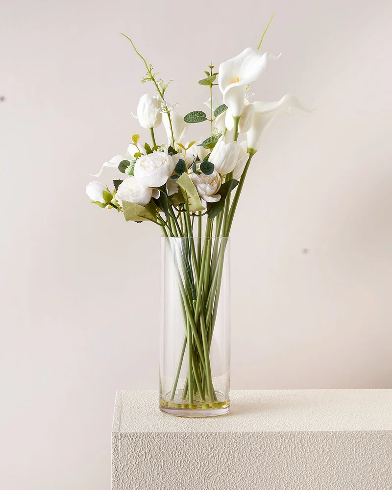 REDTAG Artificial Lily In Glass Vase