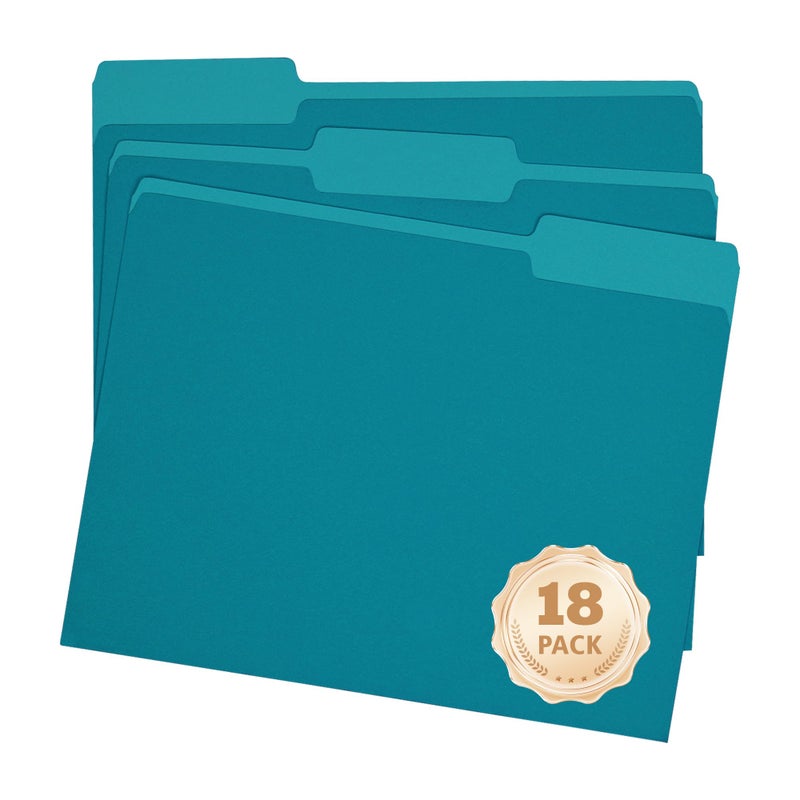 pmybupo مجلدات الملفات حجم الرسالة 18 حزمة المجلدات الياقوت الأزرق 8.5x11 1/3-قطع علامات التبويب مجلدات الملفات الملونة مكتب المدرسة المنزلية للمستندات ملفات الورق - Image 1