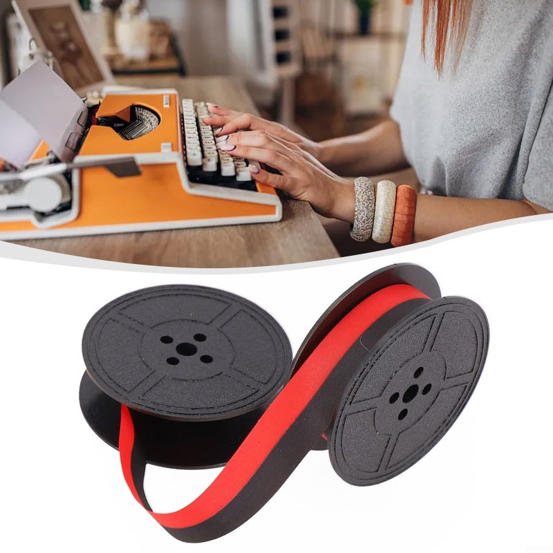 Red And Black Nylon Typewriter Ink Ribbon Set 2 Pack Portable For Calculator Replacement - Image 2