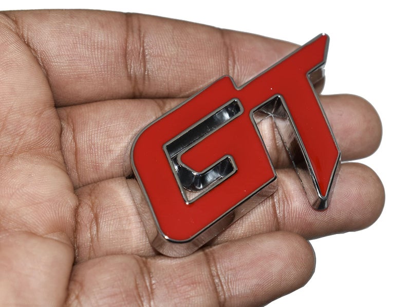 Incognito GT Logo Sticker for All Cars, Metal (Red with Silver) - Image 1