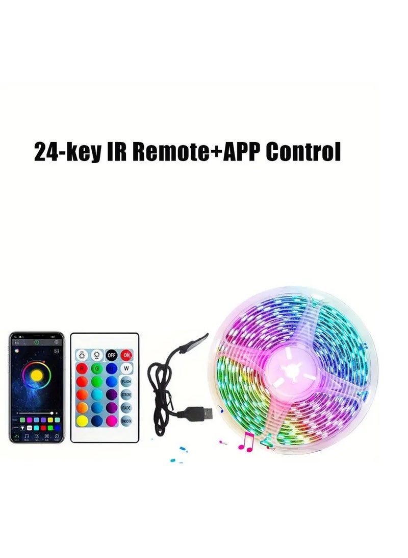 إيروريكس قم بإنشاء أجواء سحرية مع شريط أضواء LED 5050 RGB مع مزامنة الموسيقى وجهاز التحكم عن بعد المتغير اللون، مثالي لحفلات الحديقة المنزلية والمزيد - Image 1