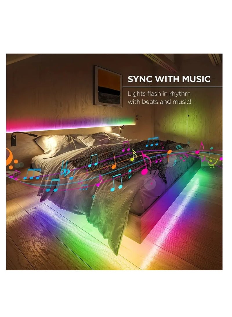 إيروريكس قم بإنشاء أجواء سحرية مع شريط أضواء LED 5050 RGB مع مزامنة الموسيقى وجهاز التحكم عن بعد المتغير اللون، مثالي لحفلات الحديقة المنزلية والمزيد - Image 4