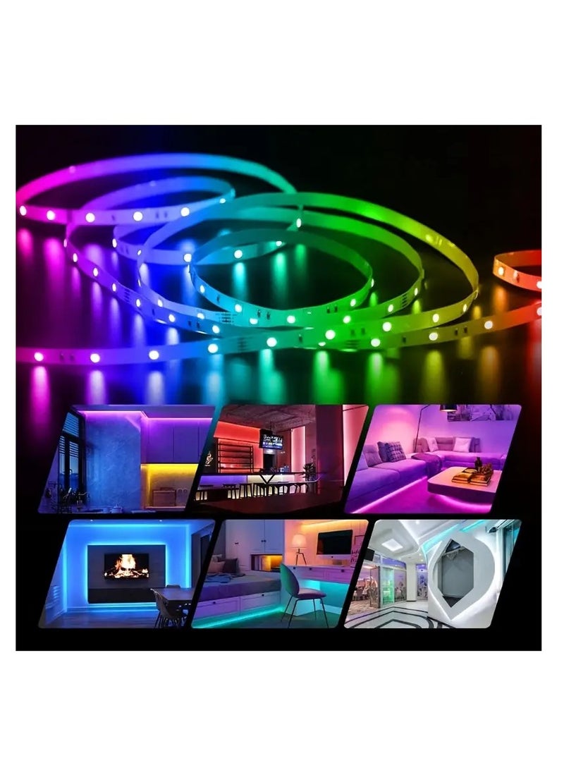 إيروريكس قم بإنشاء أجواء سحرية مع شريط أضواء LED 5050 RGB مع مزامنة الموسيقى وجهاز التحكم عن بعد المتغير اللون، مثالي لحفلات الحديقة المنزلية والمزيد - Image 3