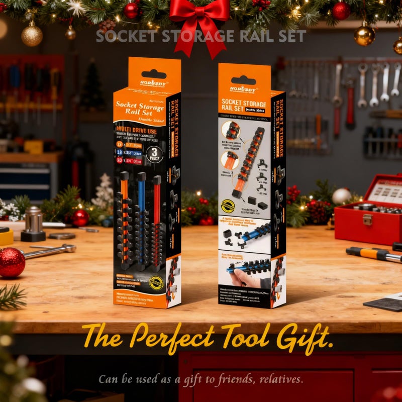 HORUSDY 3Pcs Double Sided Socket Organizer, 1/4-Inch, 3/8-Inch, 1/2-Inch, Premium Quality Socket Holders - Image 2