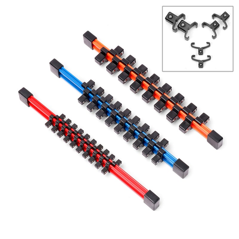 HORUSDY 3Pcs Double Sided Socket Organizer, 1/4-Inch, 3/8-Inch, 1/2-Inch, Premium Quality Socket Holders - Image 1