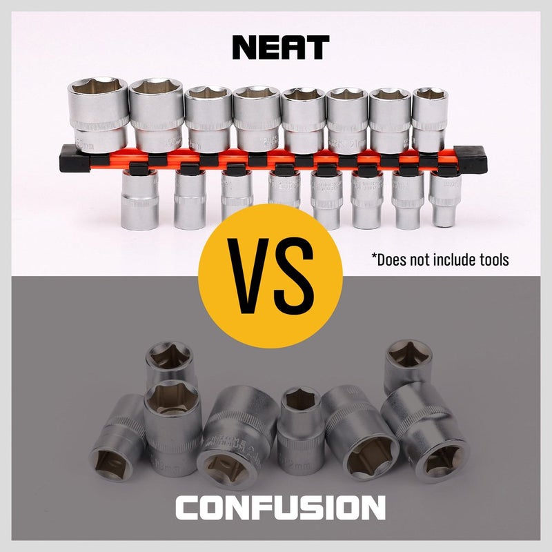 HORUSDY 3Pcs Double Sided Socket Organizer, 1/4-Inch, 3/8-Inch, 1/2-Inch, Premium Quality Socket Holders - Image 4