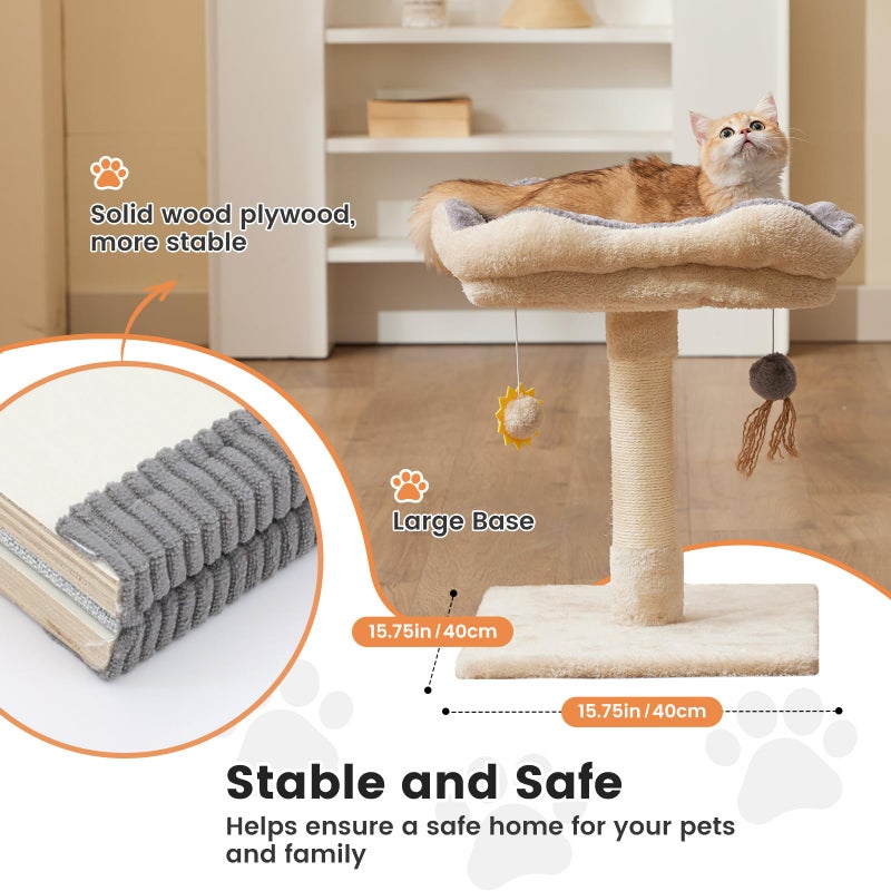 Gardner Pet 20" Cat Tree Corduroy, Solid Wood Small Cat Tree, Compact Cat Tower Perch for Kittens & Indoor Cats(Brown, Circle-Corduroy) - Image 2