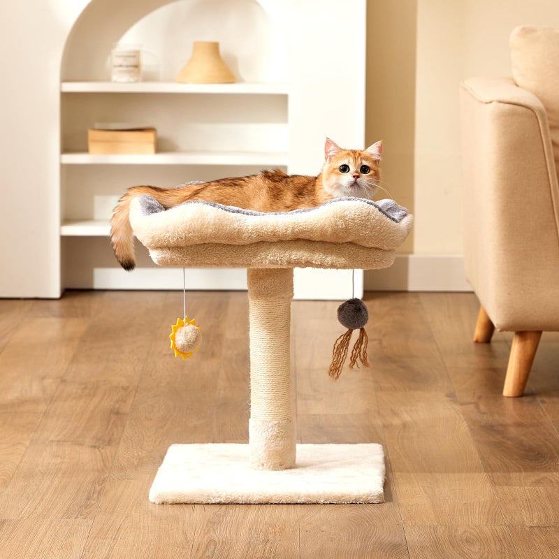 Gardner Pet 20" Cat Tree Corduroy, Solid Wood Small Cat Tree, Compact Cat Tower Perch for Kittens & Indoor Cats(Brown, Circle-Corduroy) - Image 1