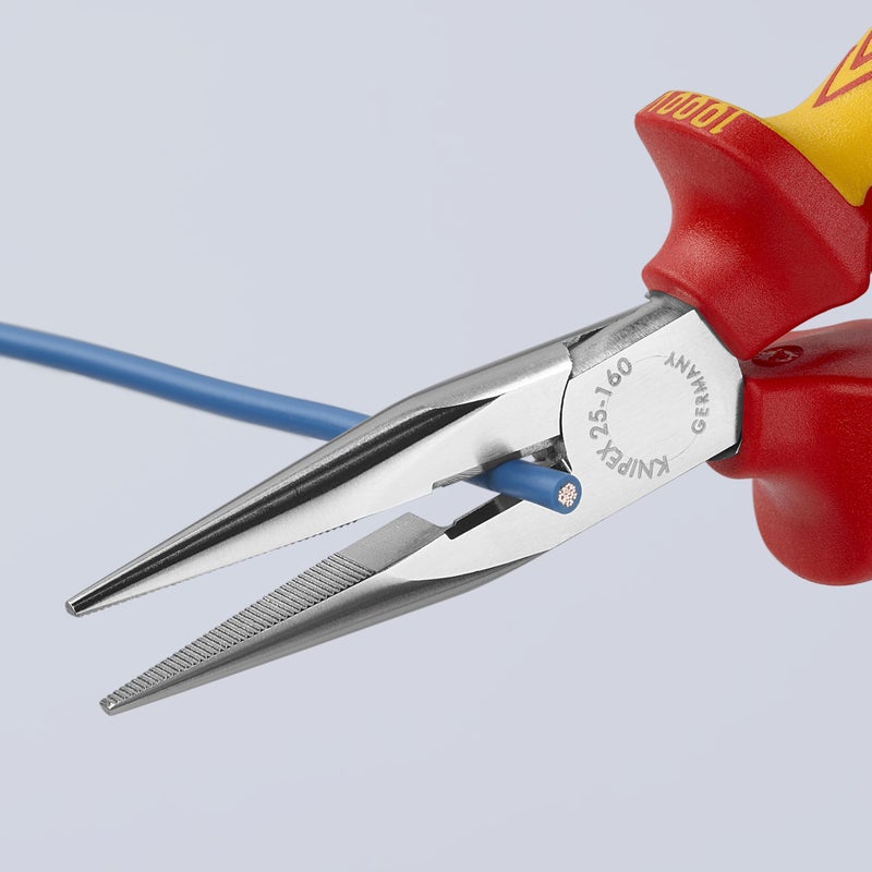 KNIPEX - 25 06 160 Tools - Long Nose Pliers With Cutter, Chrome, 1000V Insulated (2506160) - Image 4