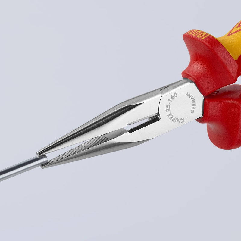 KNIPEX - 25 06 160 Tools - Long Nose Pliers With Cutter, Chrome, 1000V Insulated (2506160) - Image 3