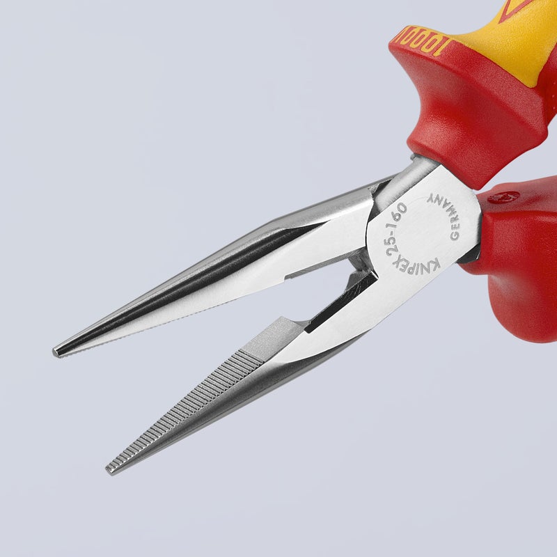 KNIPEX - 25 06 160 Tools - Long Nose Pliers With Cutter, Chrome, 1000V Insulated (2506160) - Image 2