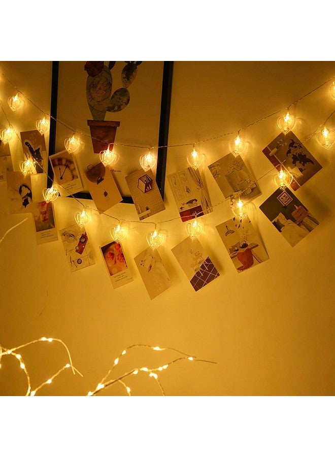 fizzytech فزيتيك ضوء سلسلة مشبك القلب 14 مشبك 3 متر زينة خارجية (بلاستيك، LED) (ضوء القلب أبيض دافئ، عبوة من 1) - Image 1