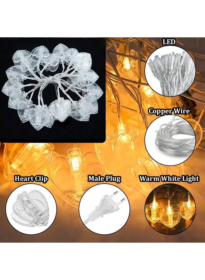 fizzytech فزيتيك ضوء سلسلة مشبك القلب 14 مشبك 3 متر زينة خارجية (بلاستيك، LED) (ضوء القلب أبيض دافئ، عبوة من 1) - Image 3