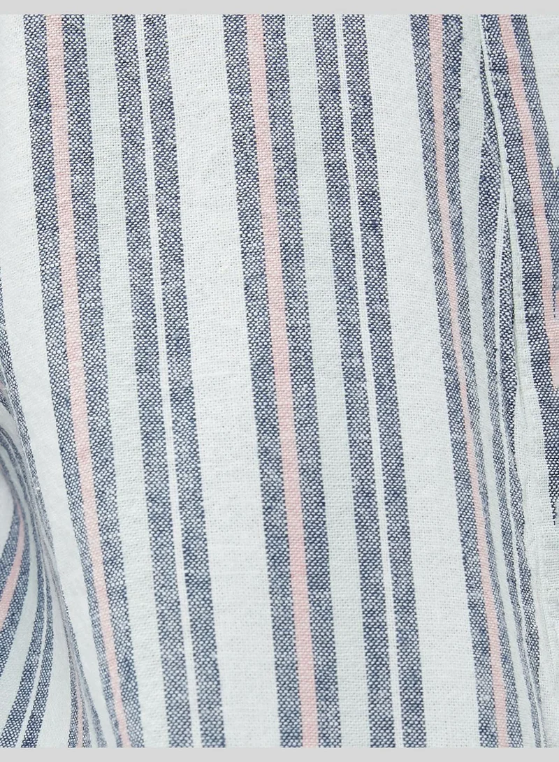 KOTON Short Sleeve Pocket Detail Oversized Linen Kimono