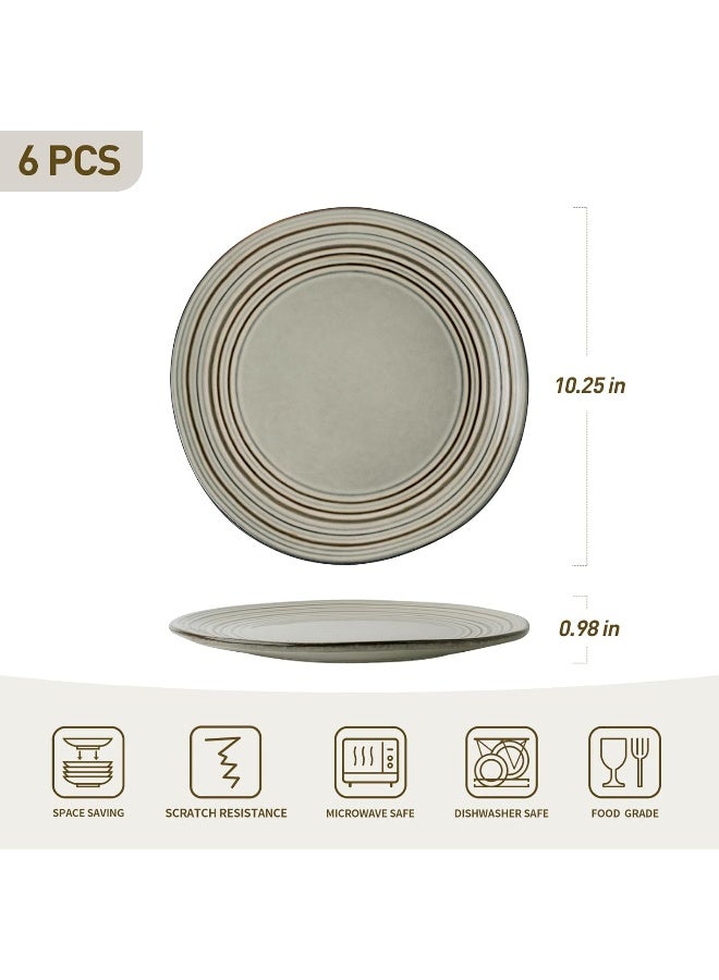 Famiware Twilight 6 Piece Reactive Glaze Handmade Dinner Plates in 26 cm, Scratch Resistant, Microwave & Dishwasher Safe, Terre-Verte - Image 5