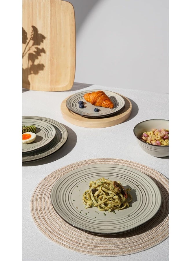 Famiware Twilight 6 Piece Reactive Glaze Handmade Dinner Plates in 26 cm, Scratch Resistant, Microwave & Dishwasher Safe, Terre-Verte - Image 3