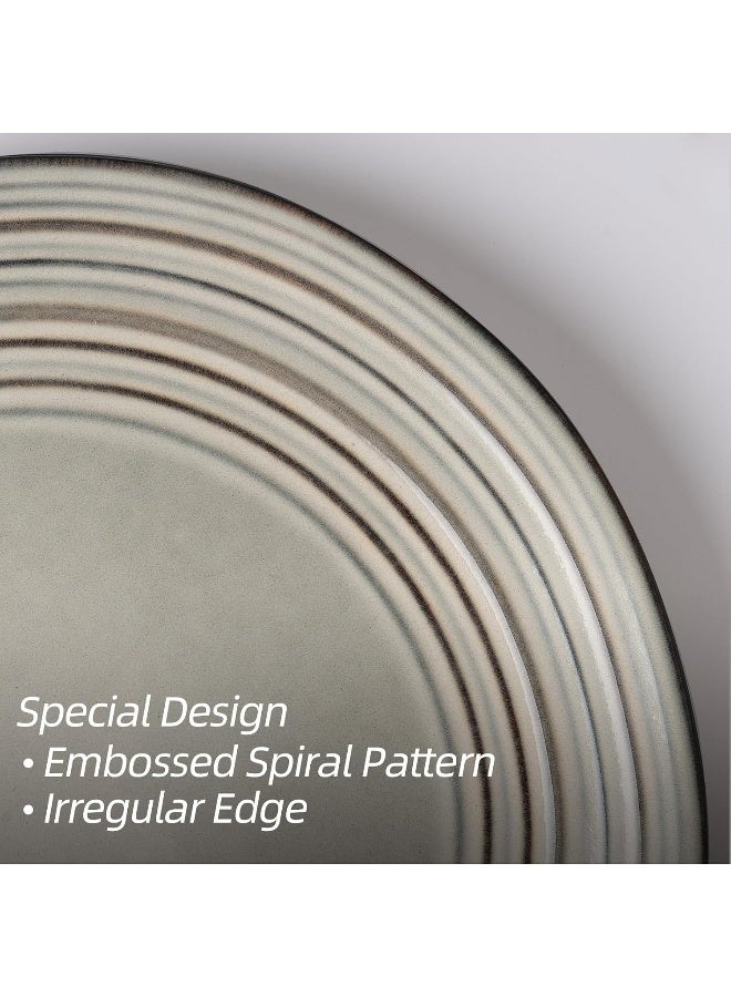 Famiware Twilight 6 Piece Reactive Glaze Handmade Dinner Plates in 26 cm, Scratch Resistant, Microwave & Dishwasher Safe, Terre-Verte - Image 4